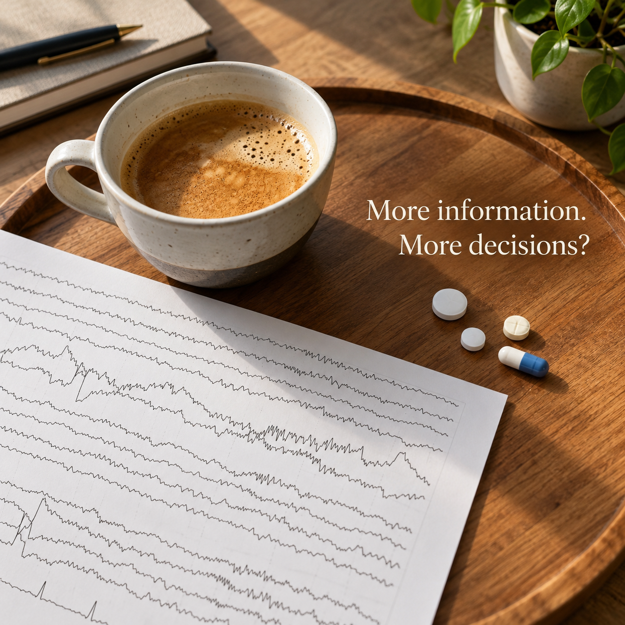 Coffee, medication and an EEG trace: More information. More decisions?